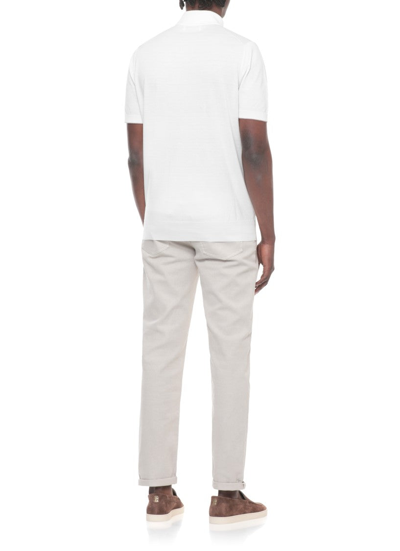 Brunello Cucinelli White Cotton Logo Embroidered Polo Shirt