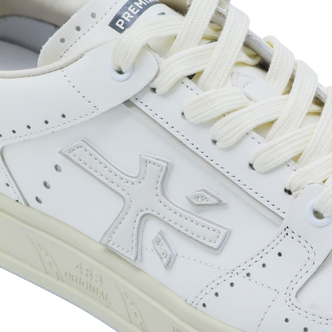 Premiata Low-Top Leather Sneakers With Perforated Upper