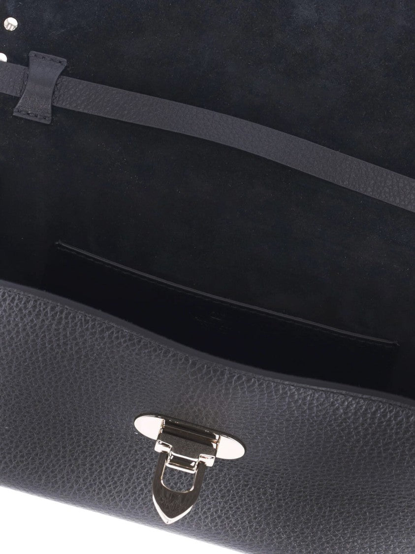 Valentino Garavani Rectangular Crossbody Bag In Black Hammered Leather