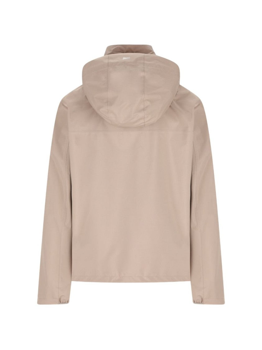 Herno Grey Casual Jacket With Minimalist Design And Hood