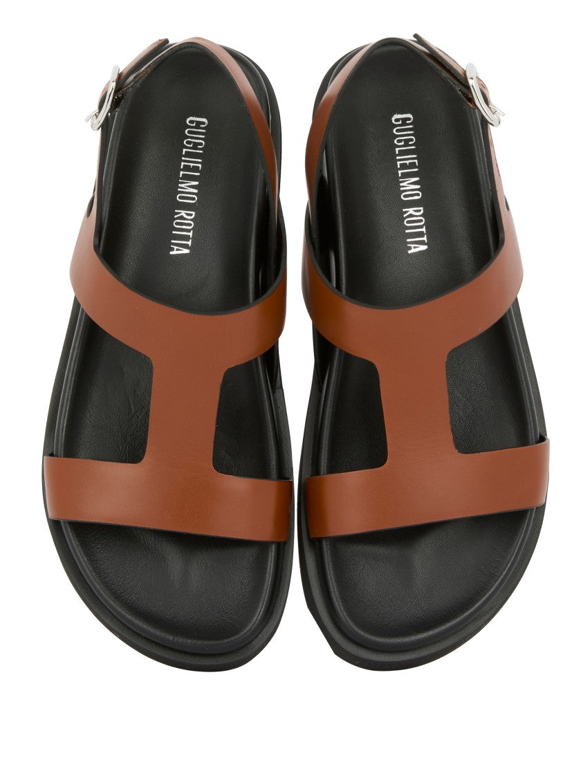 Guglielmo Rotta Brown Leather Sandals With Wide Straps And Ankle Support