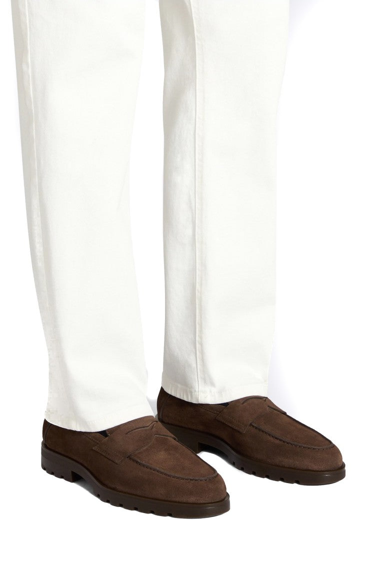 Santoni Suede Moccasins With Rubber Sole