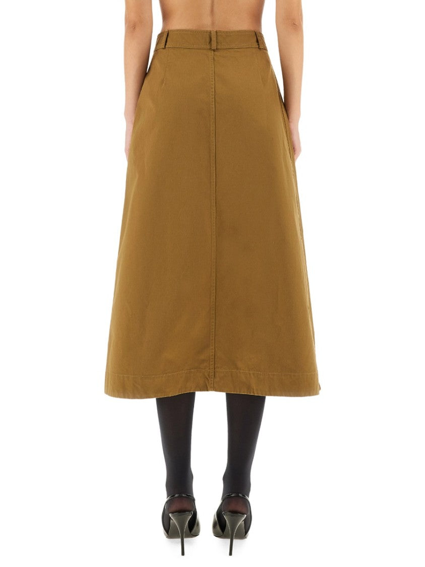 Saint Laurent Structured A-Line Midi Skirt