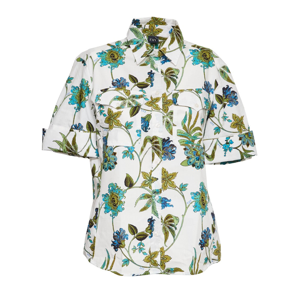 Fay Floral Printed Poplin Casual Shirt