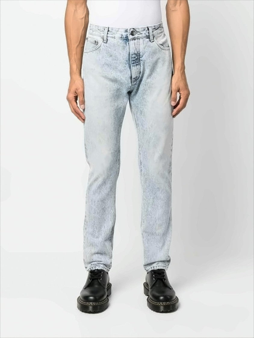 Palm Angels Light Acid-Wash Blue Denim Pants With Logo Detailing