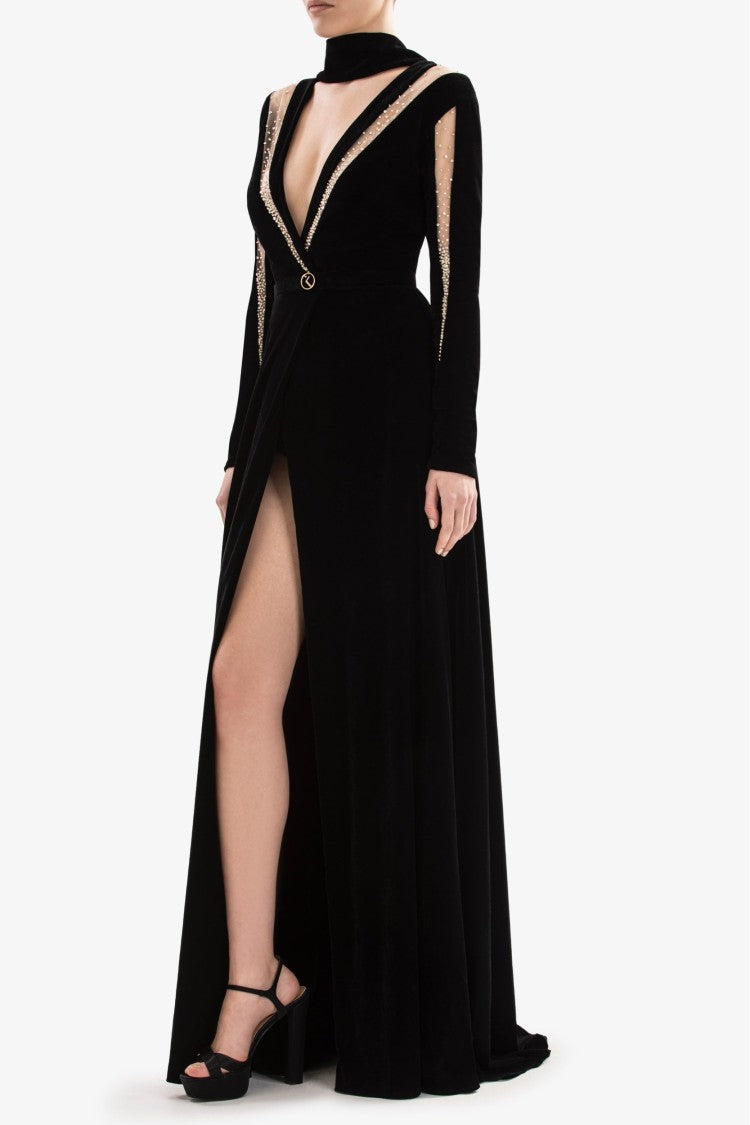 Saiid Kobeisy Velvet Long Dress