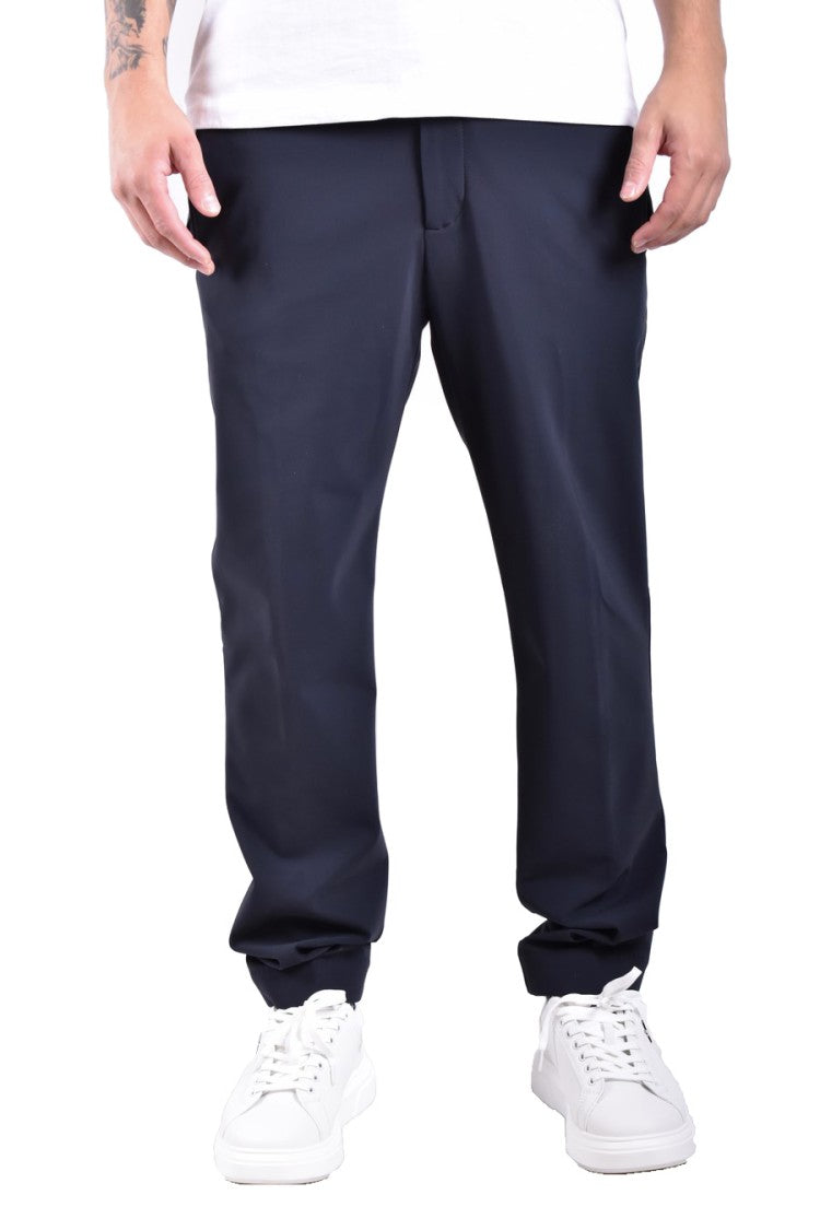 Rrd Blue Cotton-Blend Formal Pants