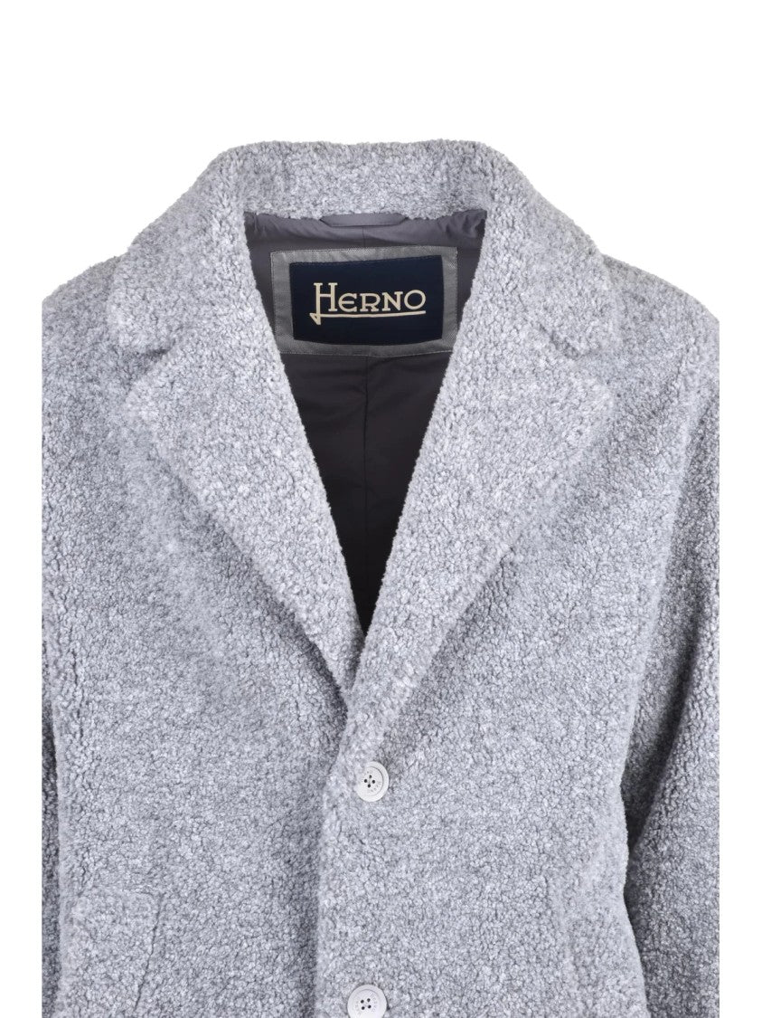 Herno Grey Polyester Teddy Coat