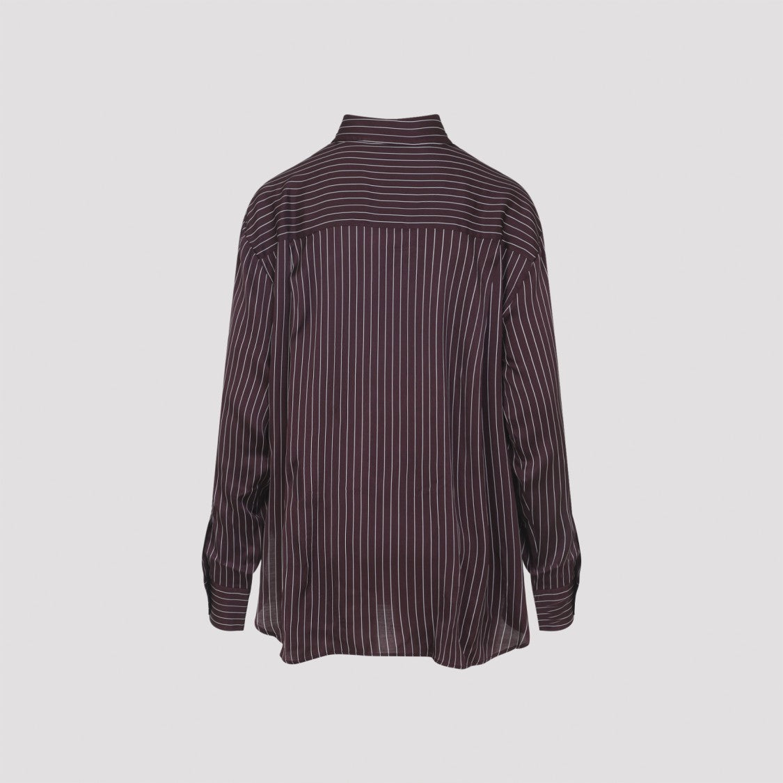 The Frankie Shop Button-Down Burgundy Shirt With Light Vertical Pinstripes