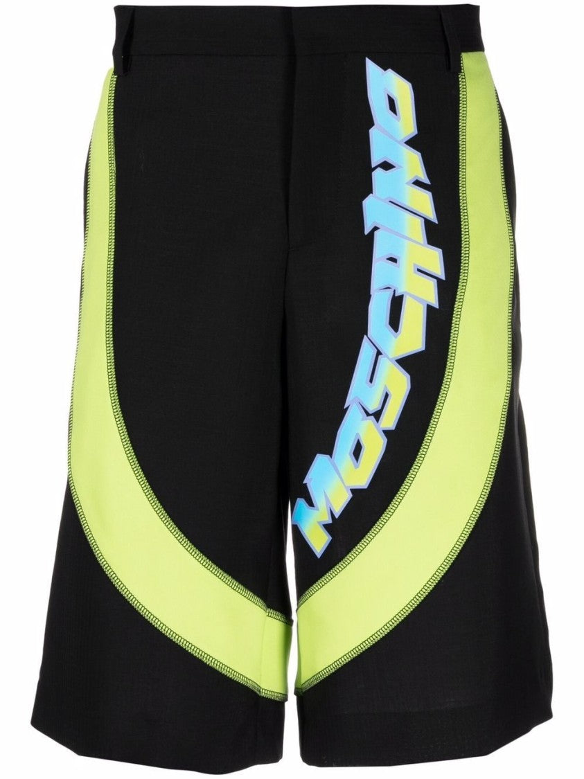 Moschino Casual Shorts With Neon Panels And Logo Detailing