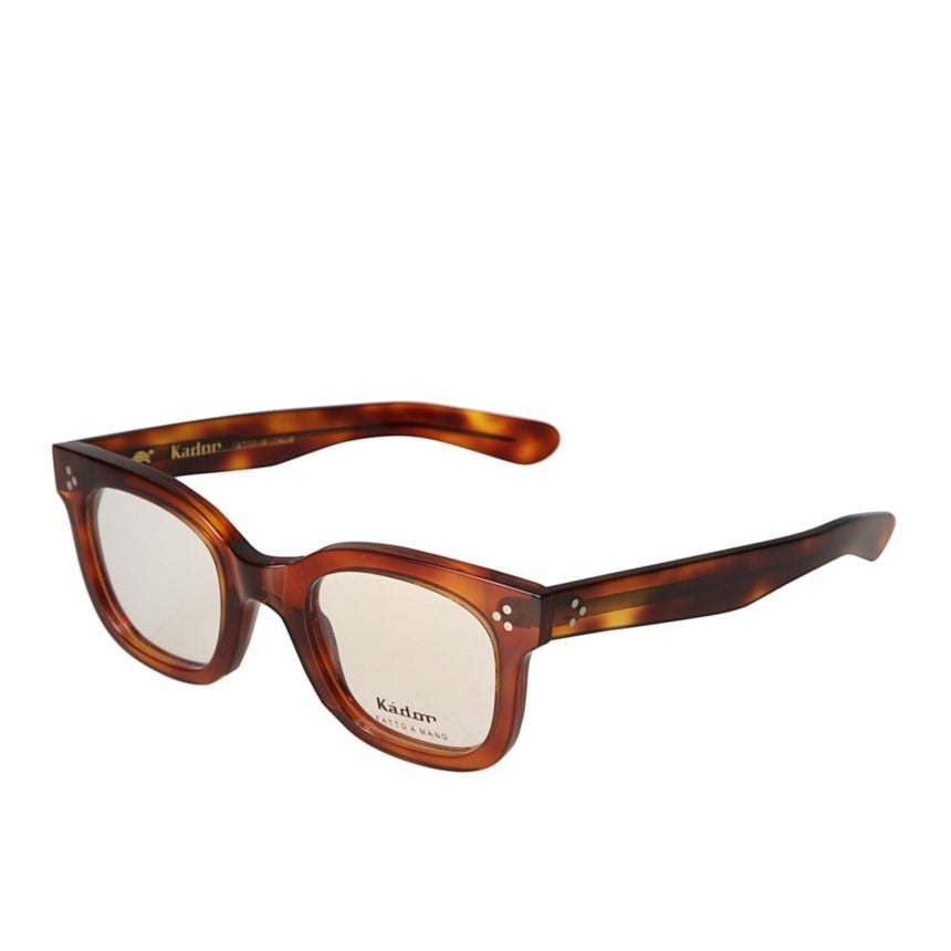 Kador Heritage Tortoiseshell Pattern Rectangular Eyeglasses With Metallic Rivet Accents