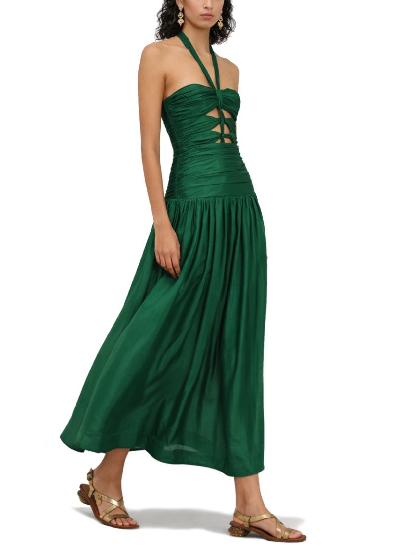 Zimmermann Daylight Silk Halter Knot Midi Dress