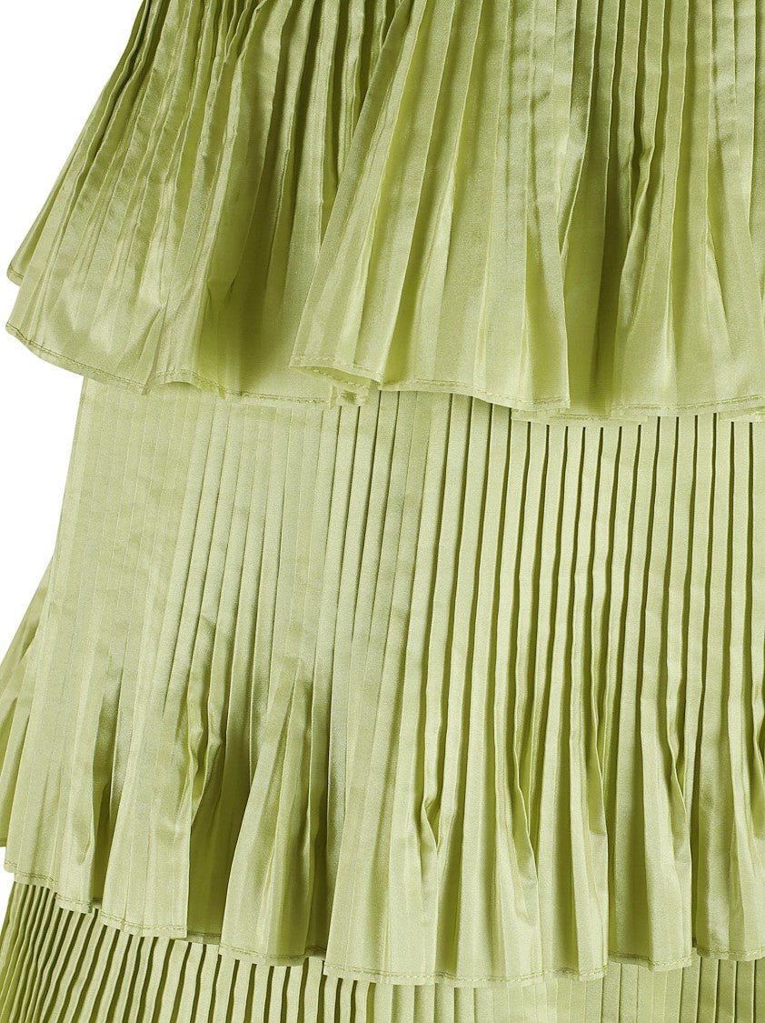 Valentino Garavani Wide Theatrical Silk Skirt With Pleated Detail