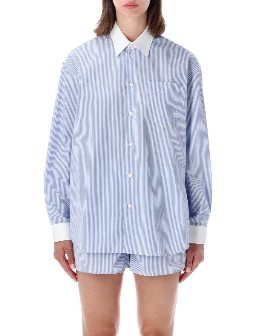 Sporty And Rich Striped Oversized Casual Shirt