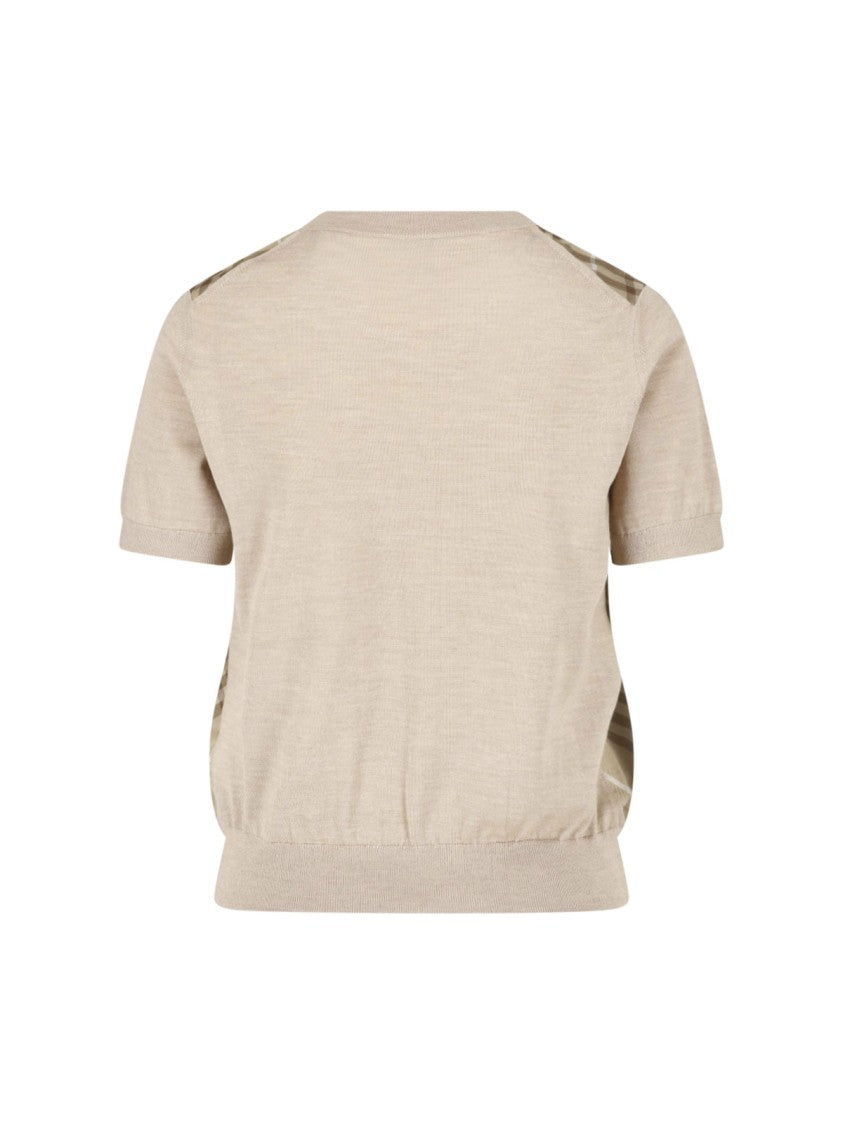 Burberry Beige Check Silk-Blend Sweater