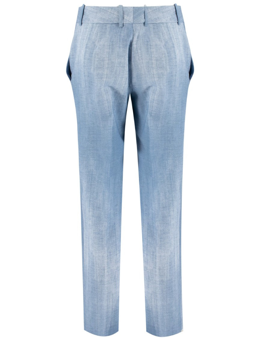 Ermanno Scervino Blue High-Waisted Pressed Crease Trousers