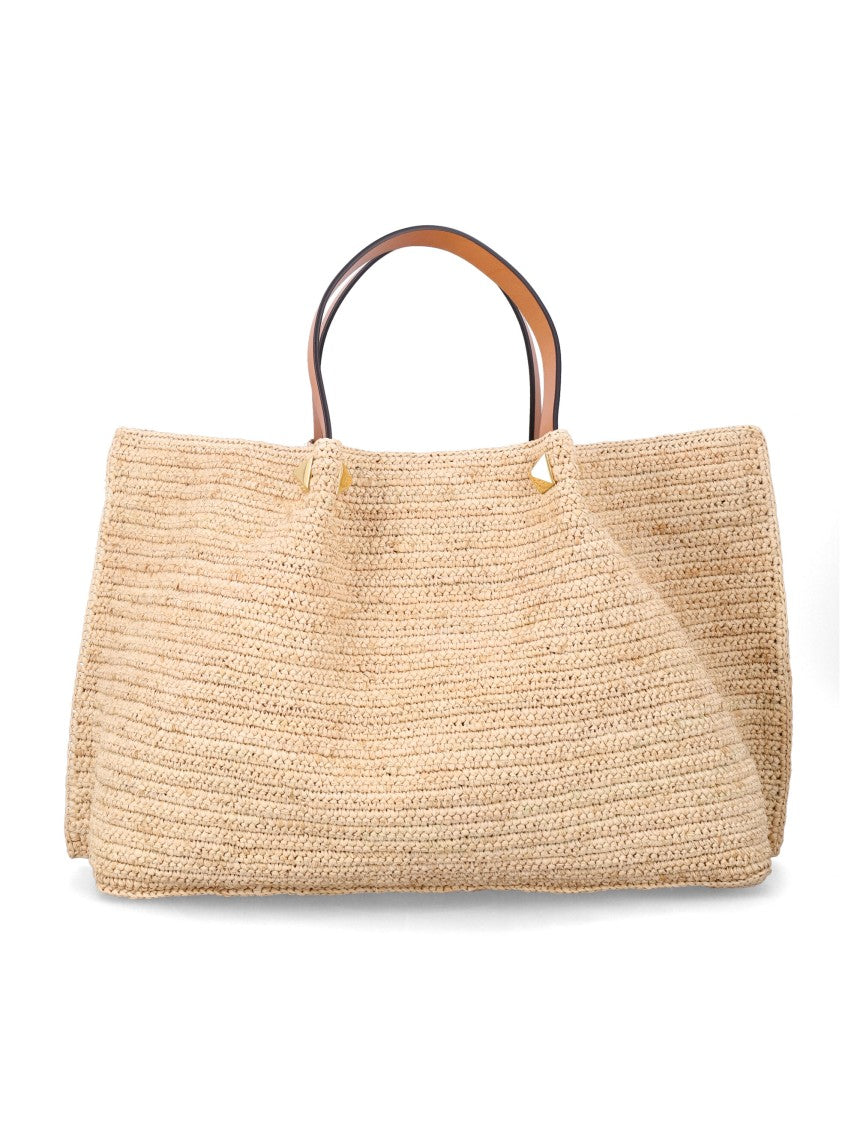 Valentino Garavani Structured Raffia Tote Bag With Iconic Vlogo Signature