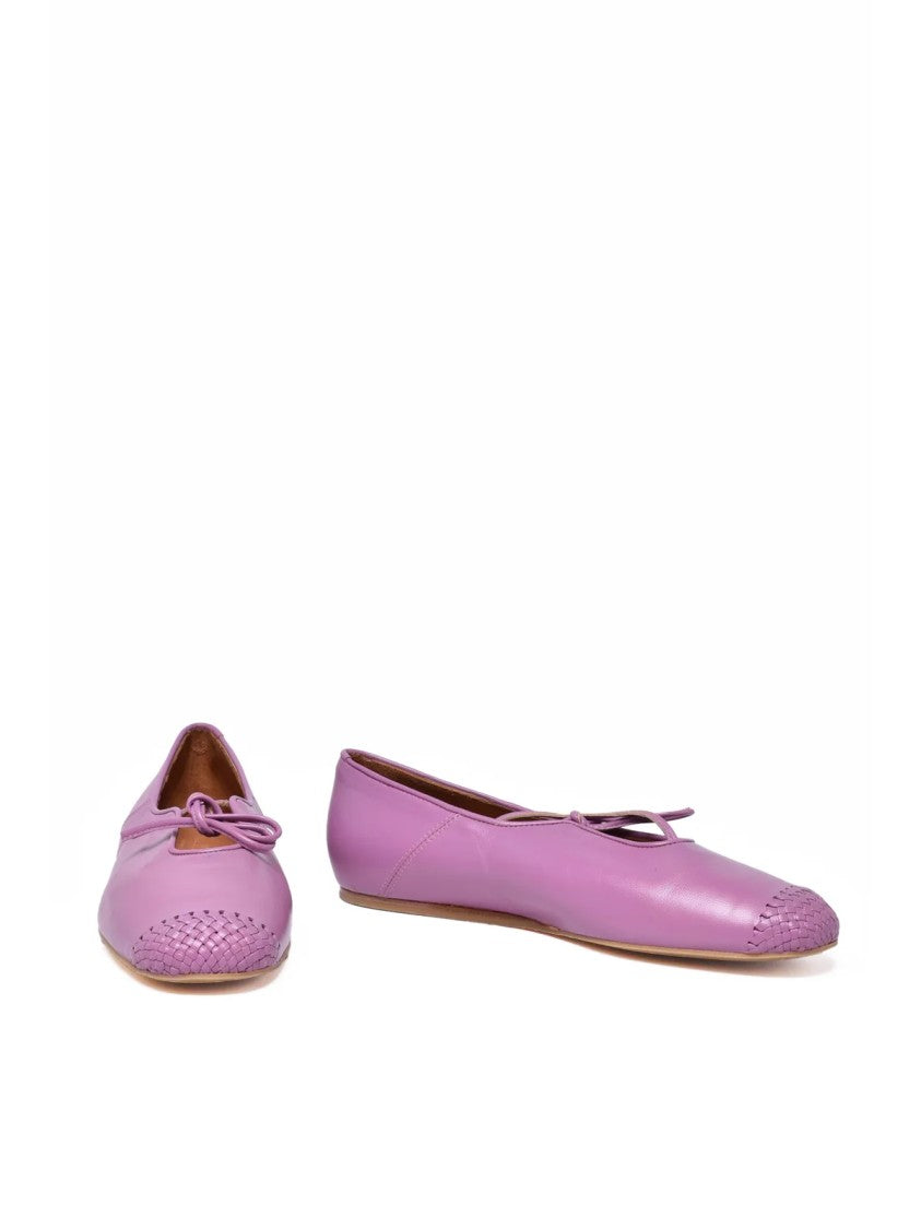 Naguisa Purple Woven Smooth Leather Flats