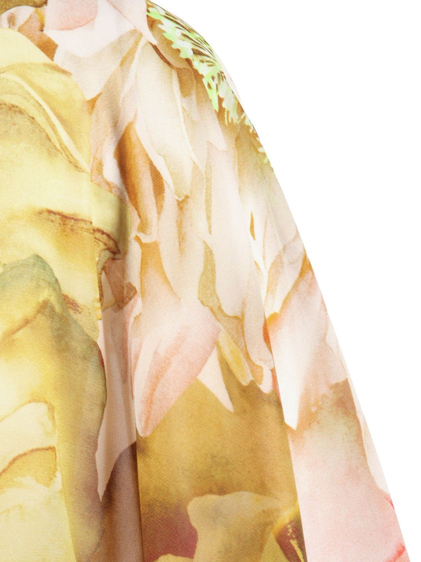 Clips Flowing Sheer Floral Print Beach Cover-Up