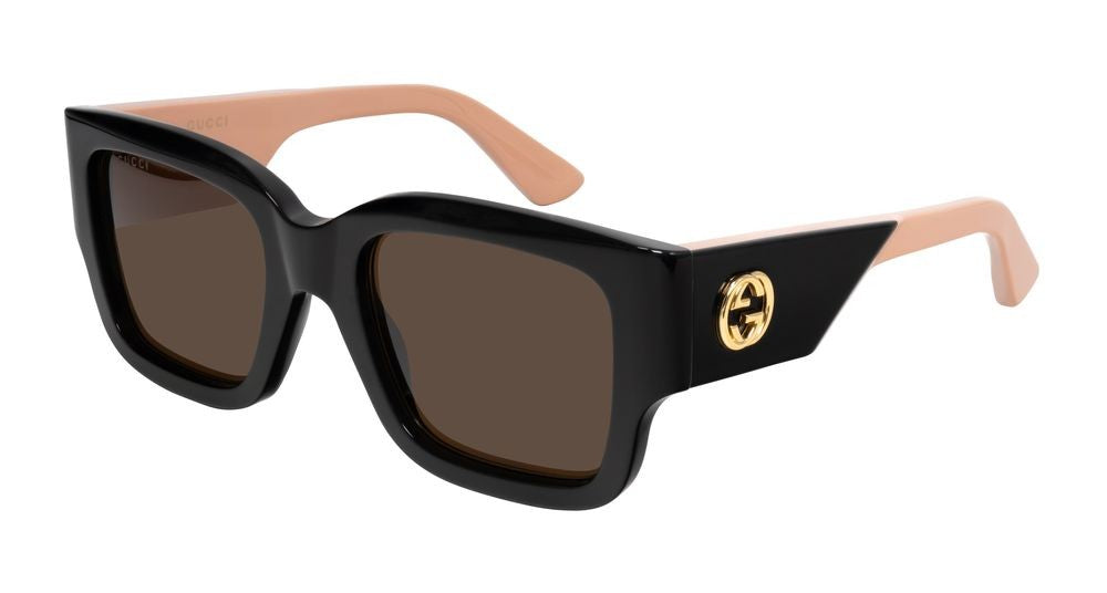Gucci Black Gold Emblem Oversized Square Sunglasses