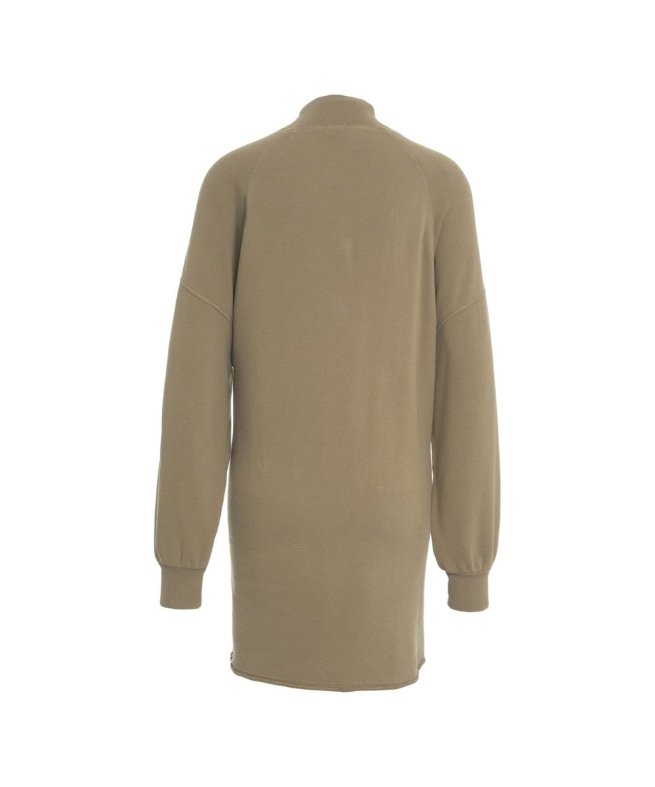 American Vintage Oversized Brown Sweatshirt Dress With High Collar And Raglan Sleeves