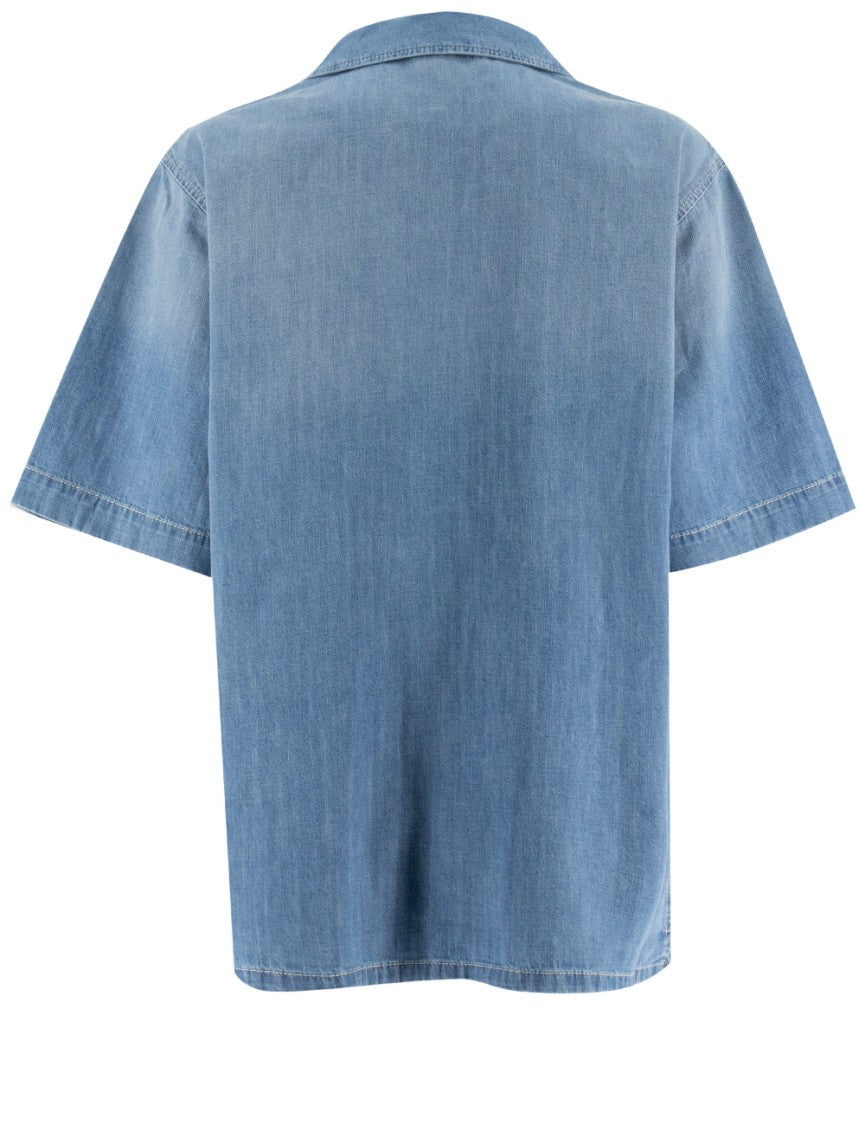 Fabiana Filippi Light Blue Shirt With Crystal And Sequin Embellishments