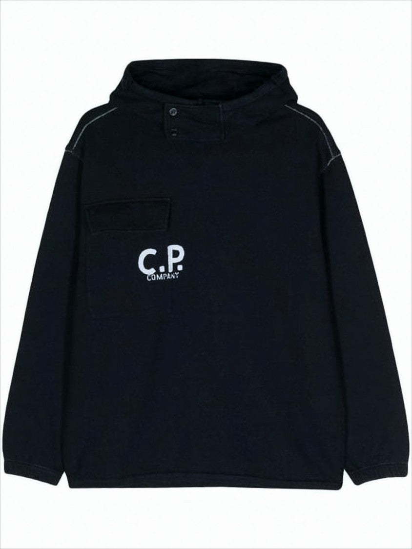 C.P. Company Relaxed Fit Pullover Hoodie With Logo And Drawstring