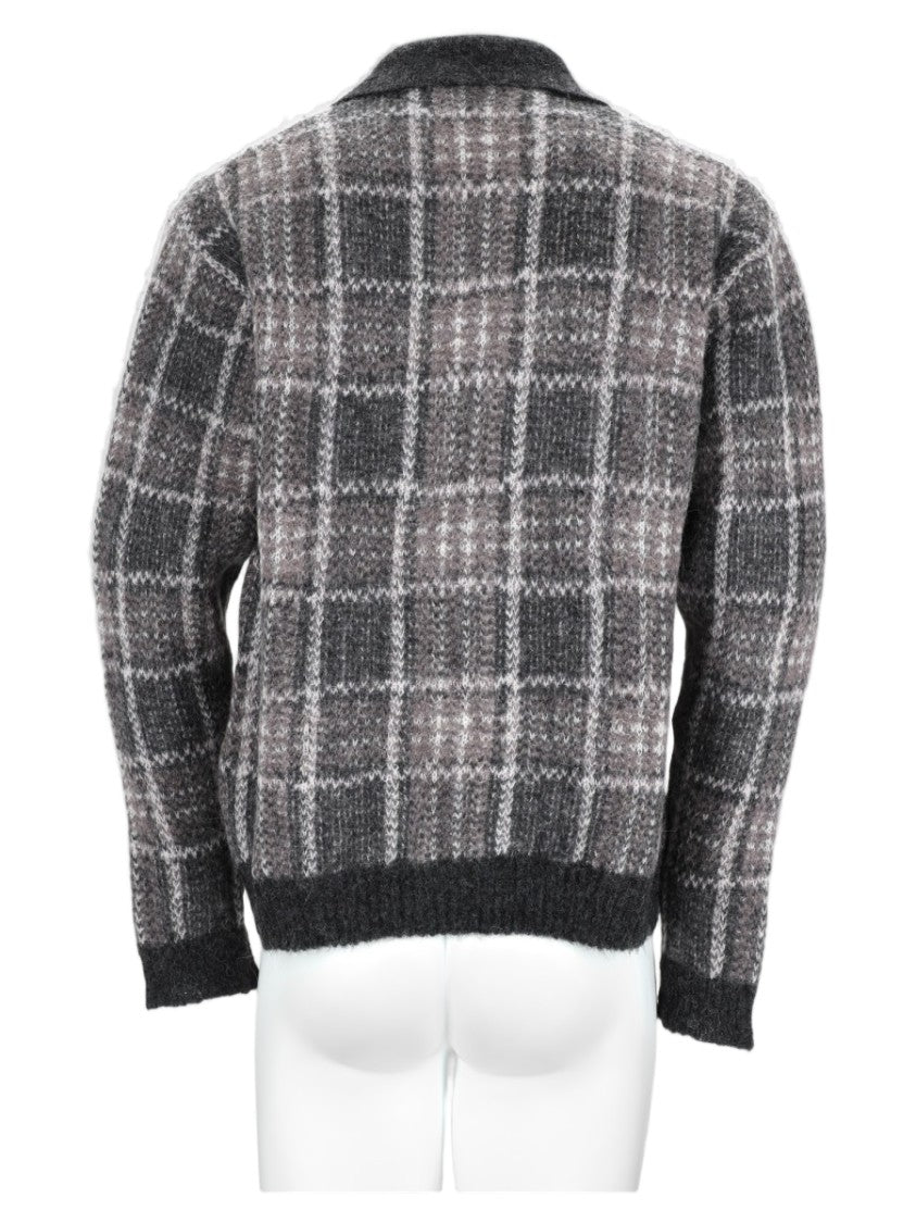 Our Legacy Brown Checkered Alpaca-Blend Cardigan