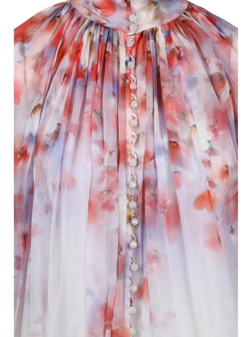 Zimmermann Chiffon Blouse With Puff Sleeves And Jewel Buttons
