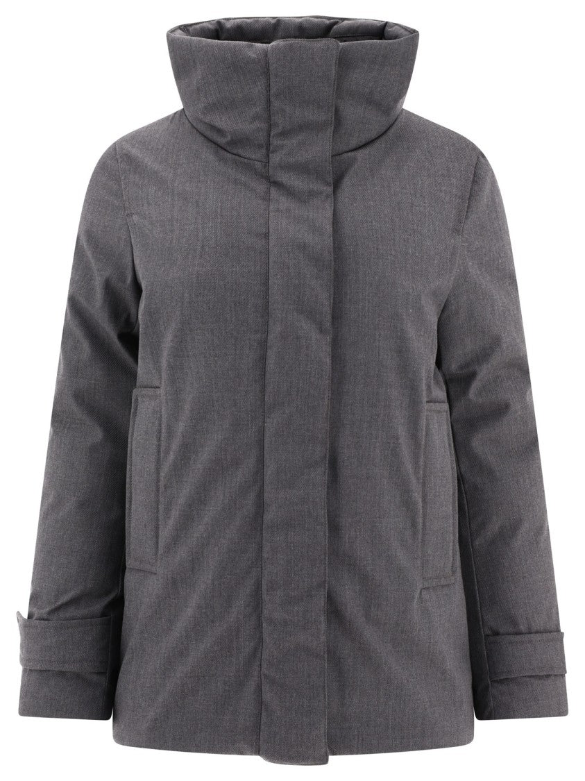 Aspesi High Collar Grey Padded Jacket