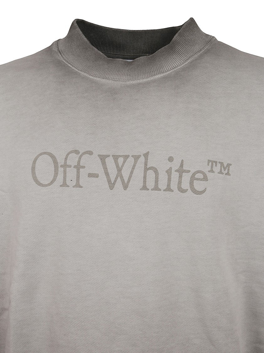 Off-White Grey Gradient Effect Sweater With Ribbed Details