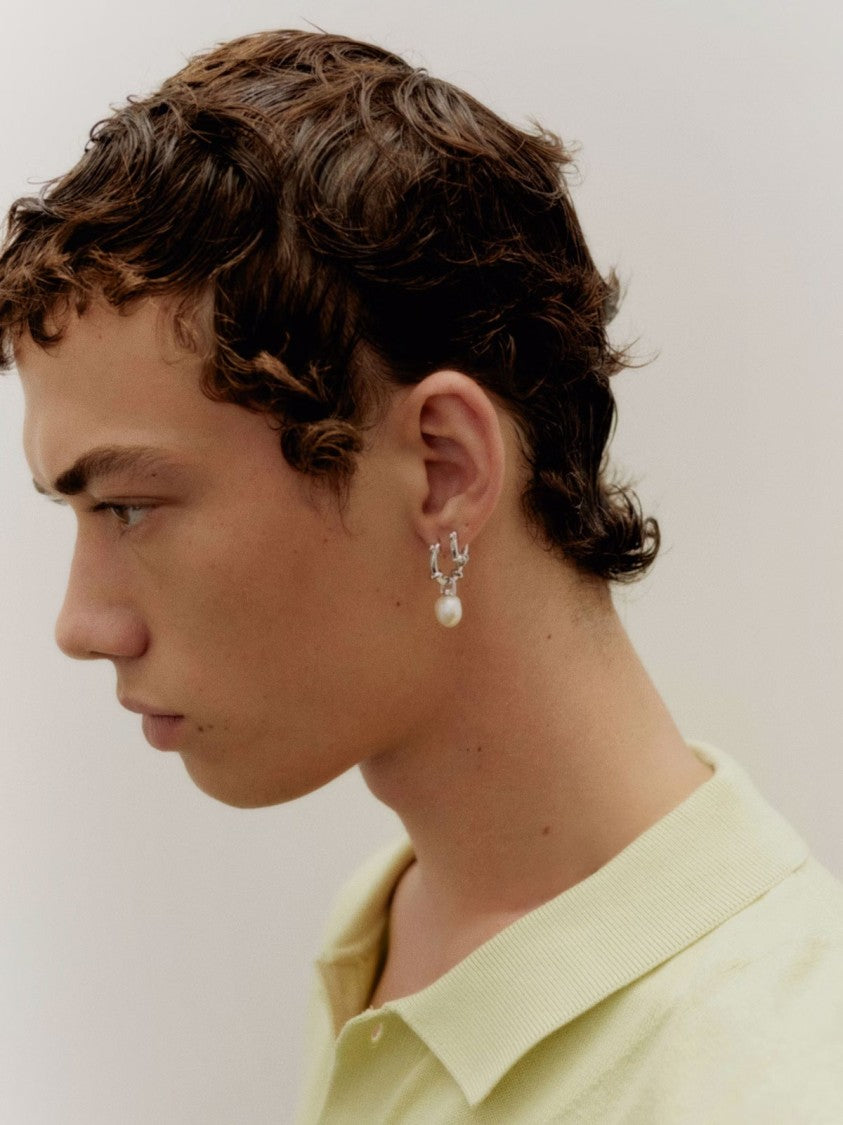 Maria Black Baroque Pearl Hoop Earrings In Recycled Sterling Silver