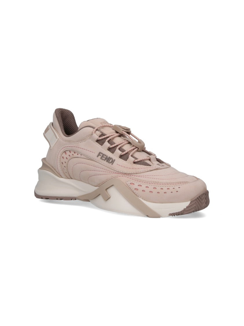 Fendi Beige Minimalist Low-Top Sneakers With Subtle Detailing