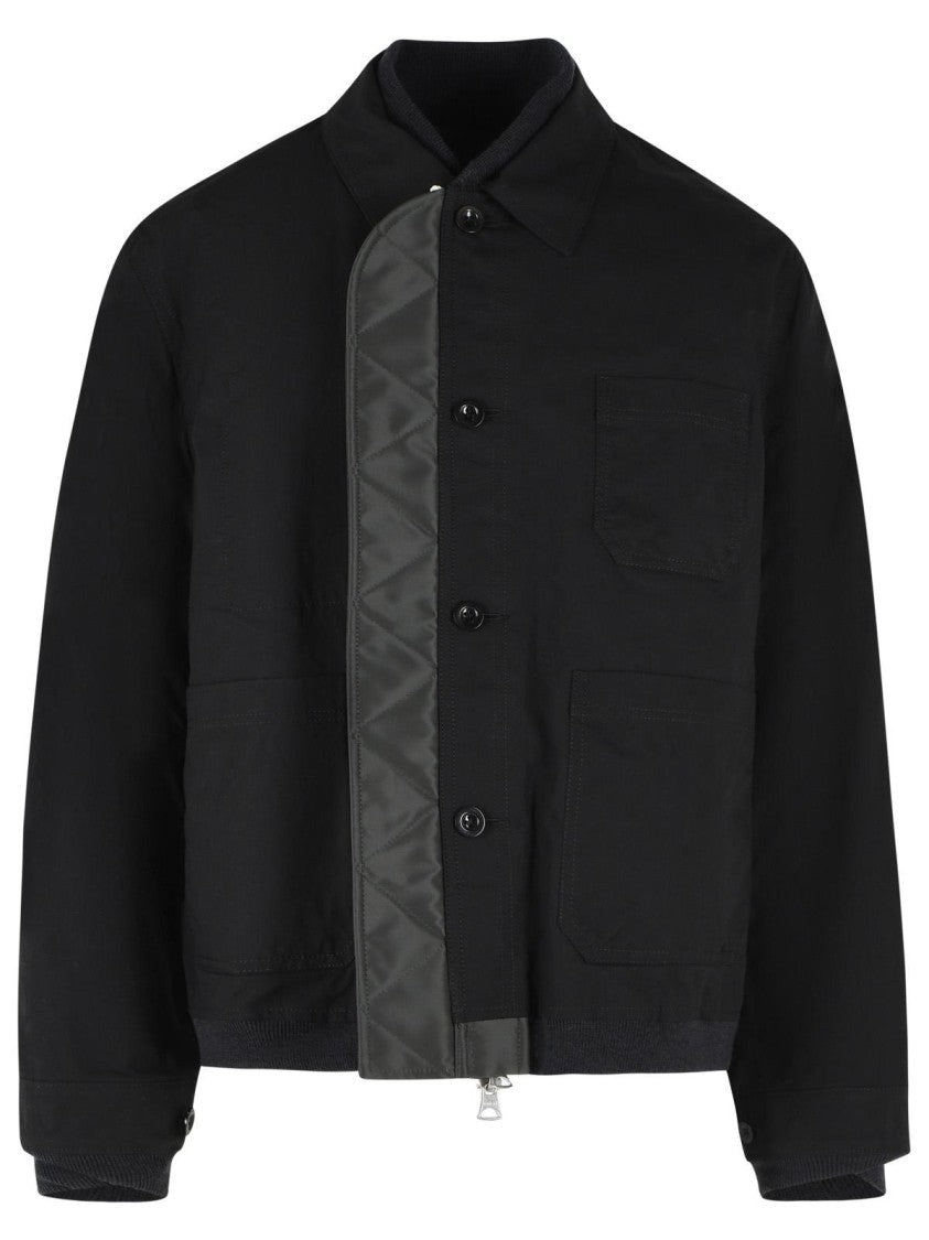 Sacai Reversible Black And Green Polyamide Jacket