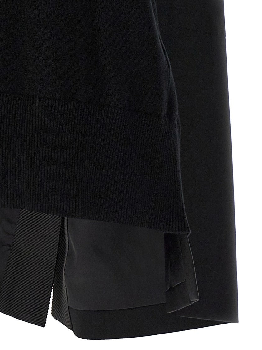 Sacai Asymmetrical Knit And Cotton Poplin Patchwork Vest