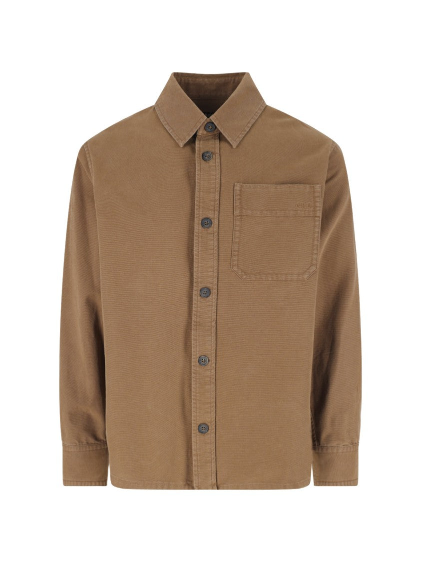 A.P.C. "Basile Brodée Poitrine" Shirt – Brown