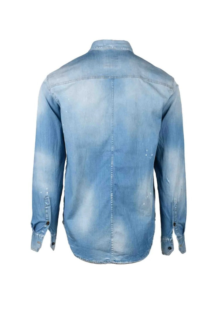 Takeshy Kurosawa Light Blue Cotton Blend Stretch Shirt