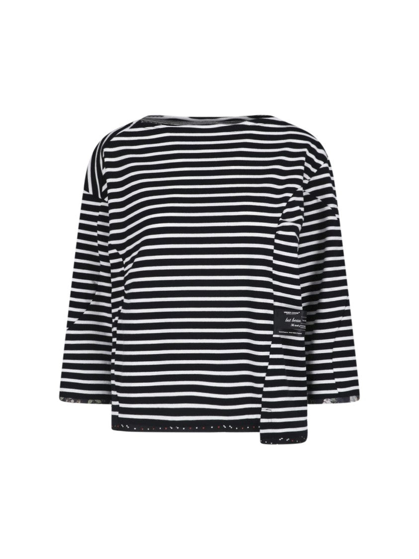 Undercover Black/White Asymmetrical Striped Boxy Top