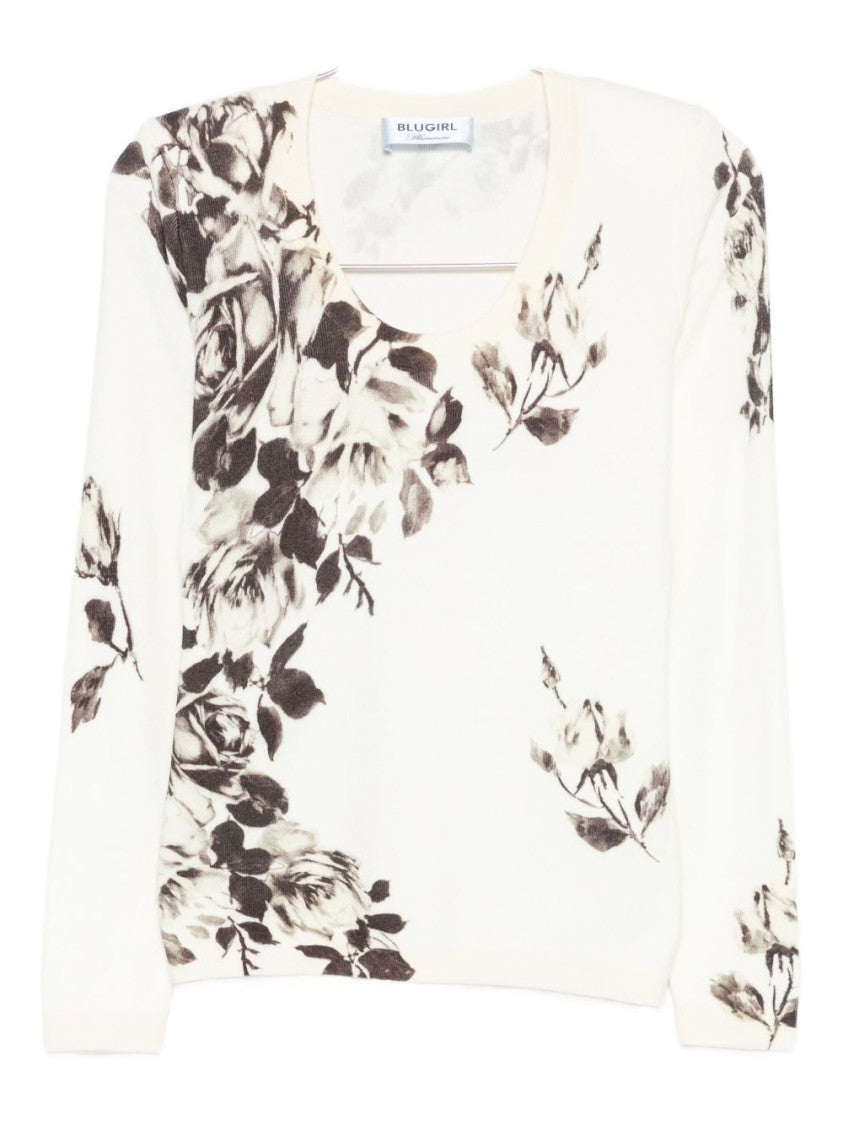Blugirl Floral-Print Knit Sweater By Blugirl