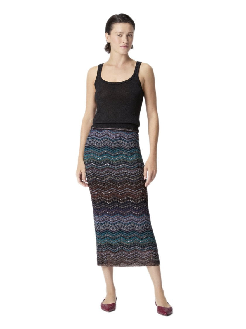 Missoni Multicolor Chevron Sequin Tube Skirt