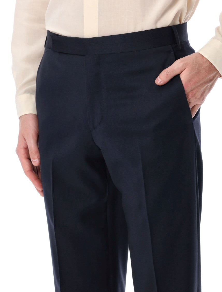 Lardini Crepe Gabardine Tailored Blue Trousers