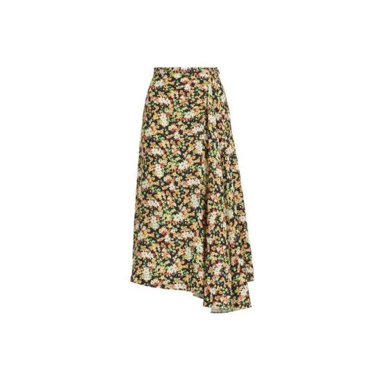 Marni Asymmetrical Hem Midi Skirt With Floral Print