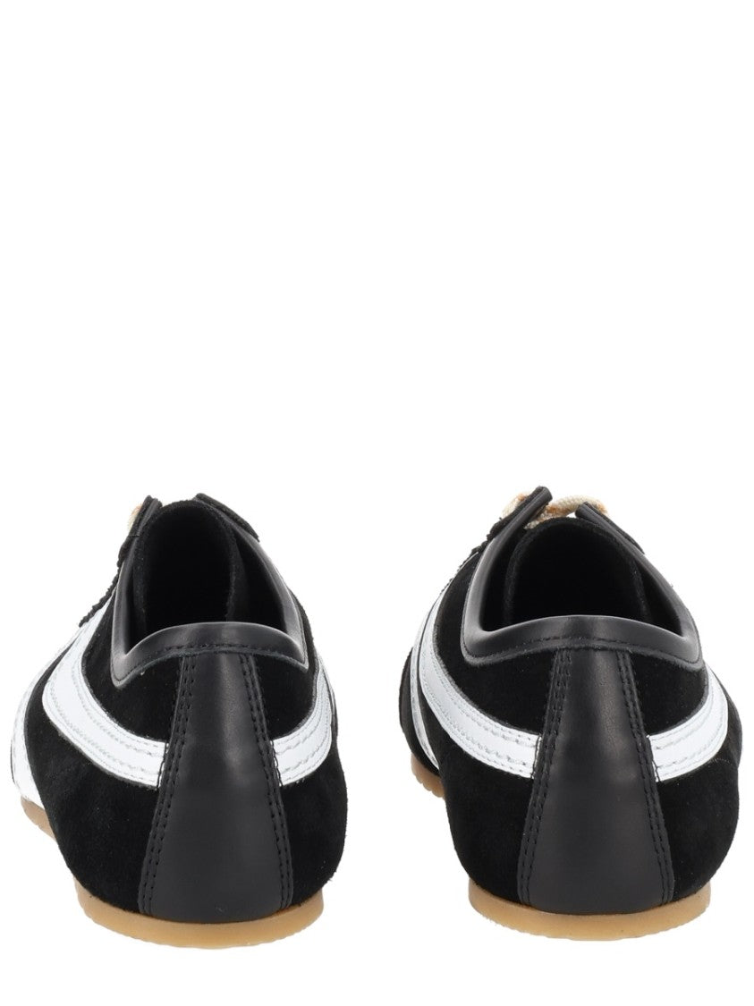 Dries Van Noten White Leather Striped Suede Sneakers