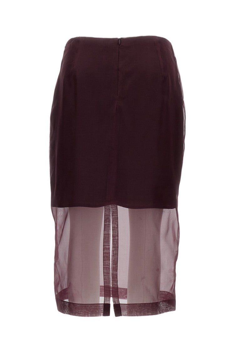 Federica Tosi Organza Silk Midi Skirt With Distinctive Rear Slit