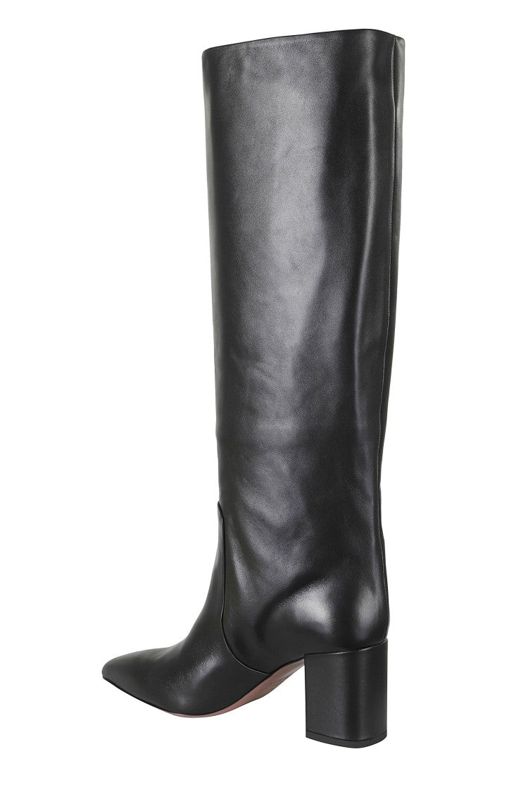 Paris Texas Black Anja 70 Square Heel Leather Boots