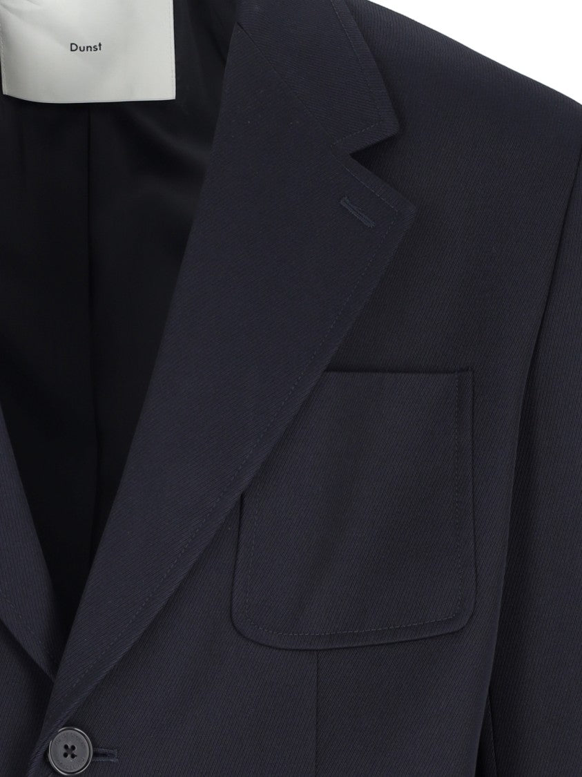 Dunst Dunst Single-Breasted Blazer In Blue Wool Blend
