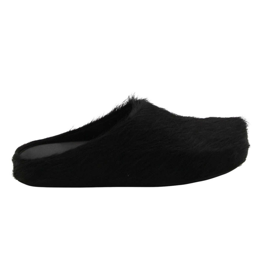 Marni Plush Black Faux Fur Slip-On Sandals