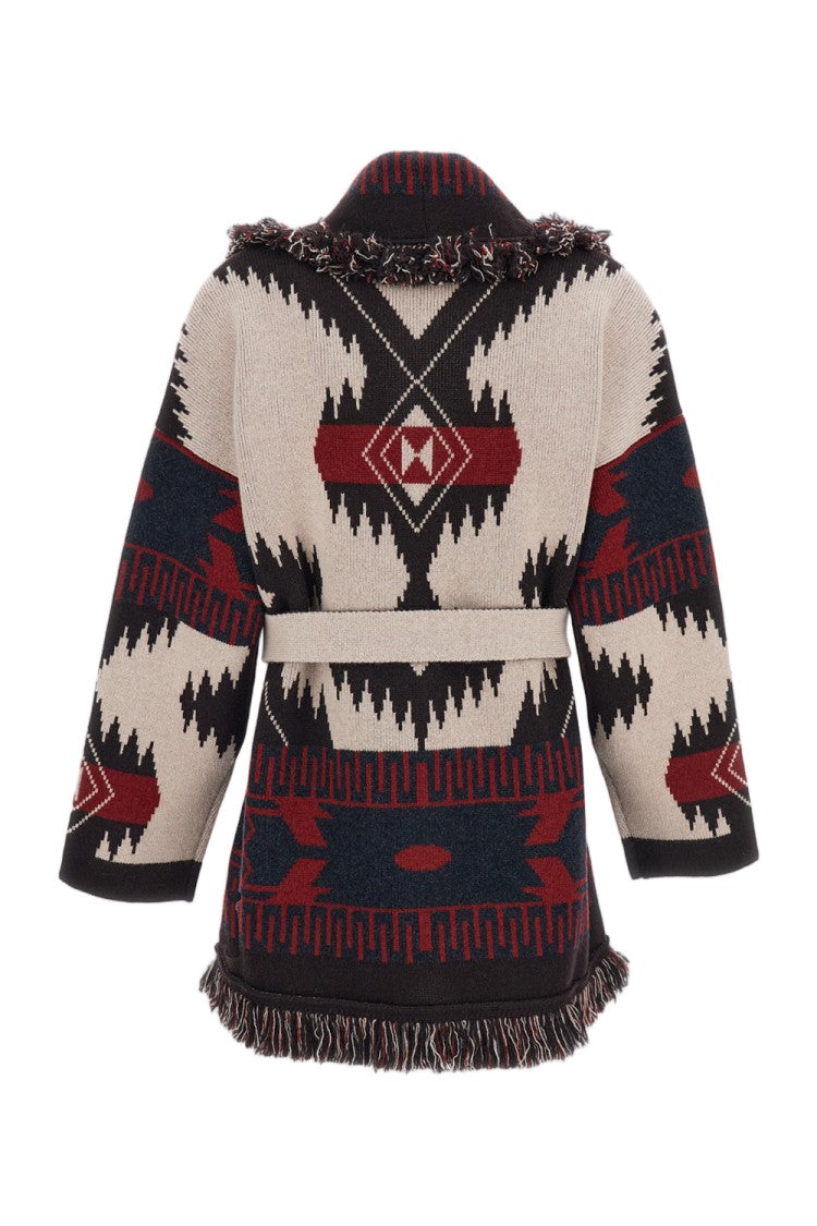 Alanui Double-Jacquard Cashmere Cardigan With Shawl Collar