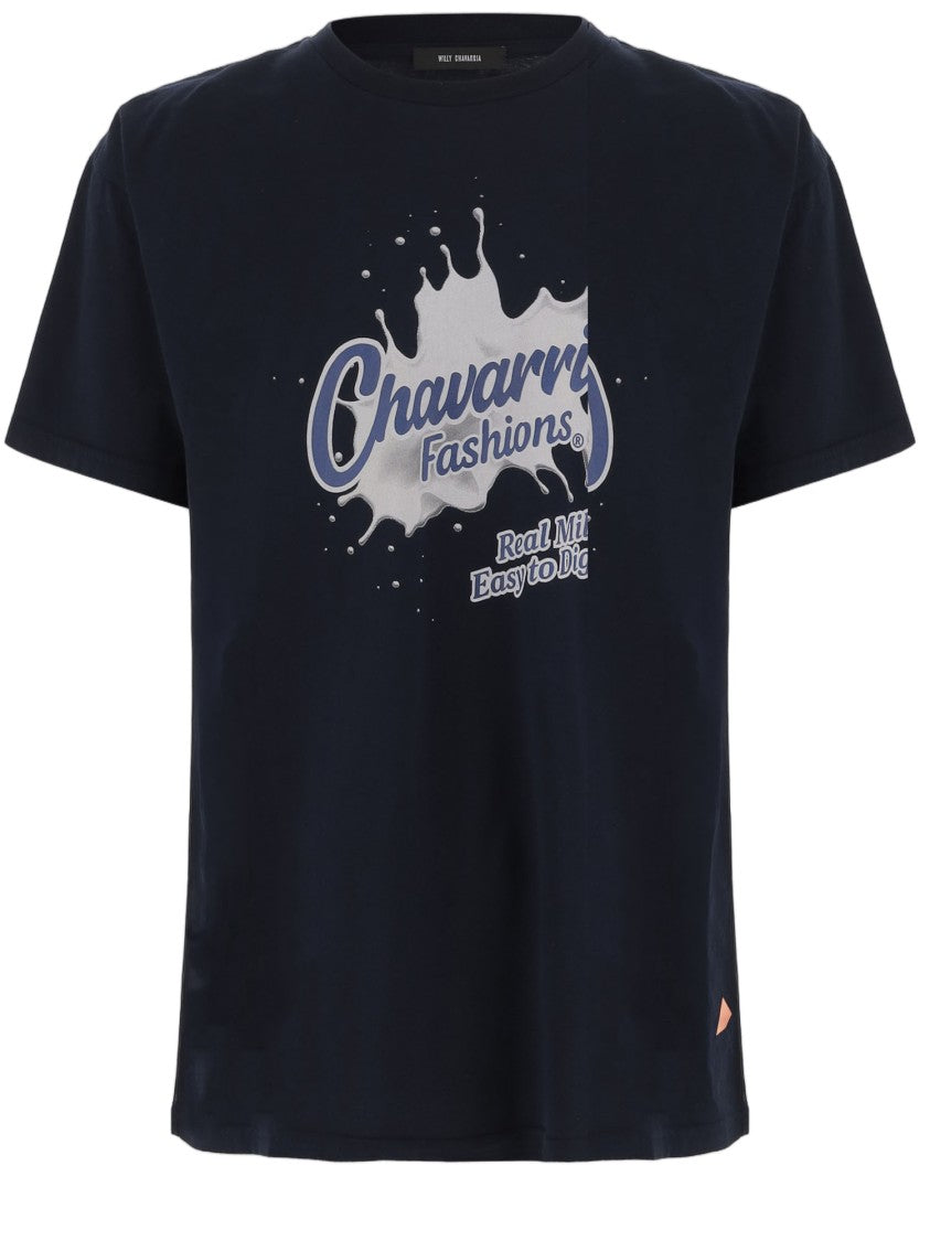 Willy Chavarria Navy Printed Cotton T-Shirt