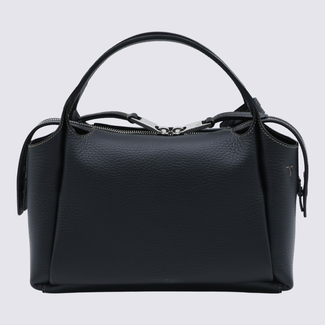 Tod's Textured Leather Handbag With Silver-Tone Charm And Minimalist Design